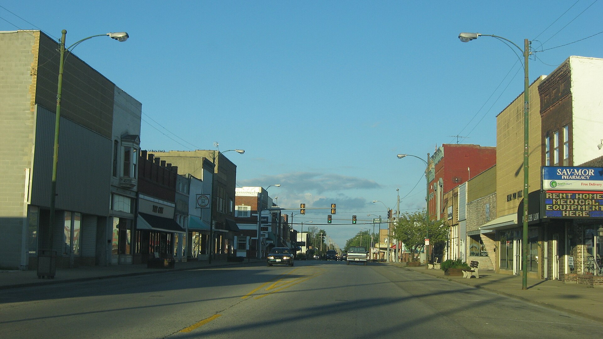 Downtown streets in Flora, Illinois