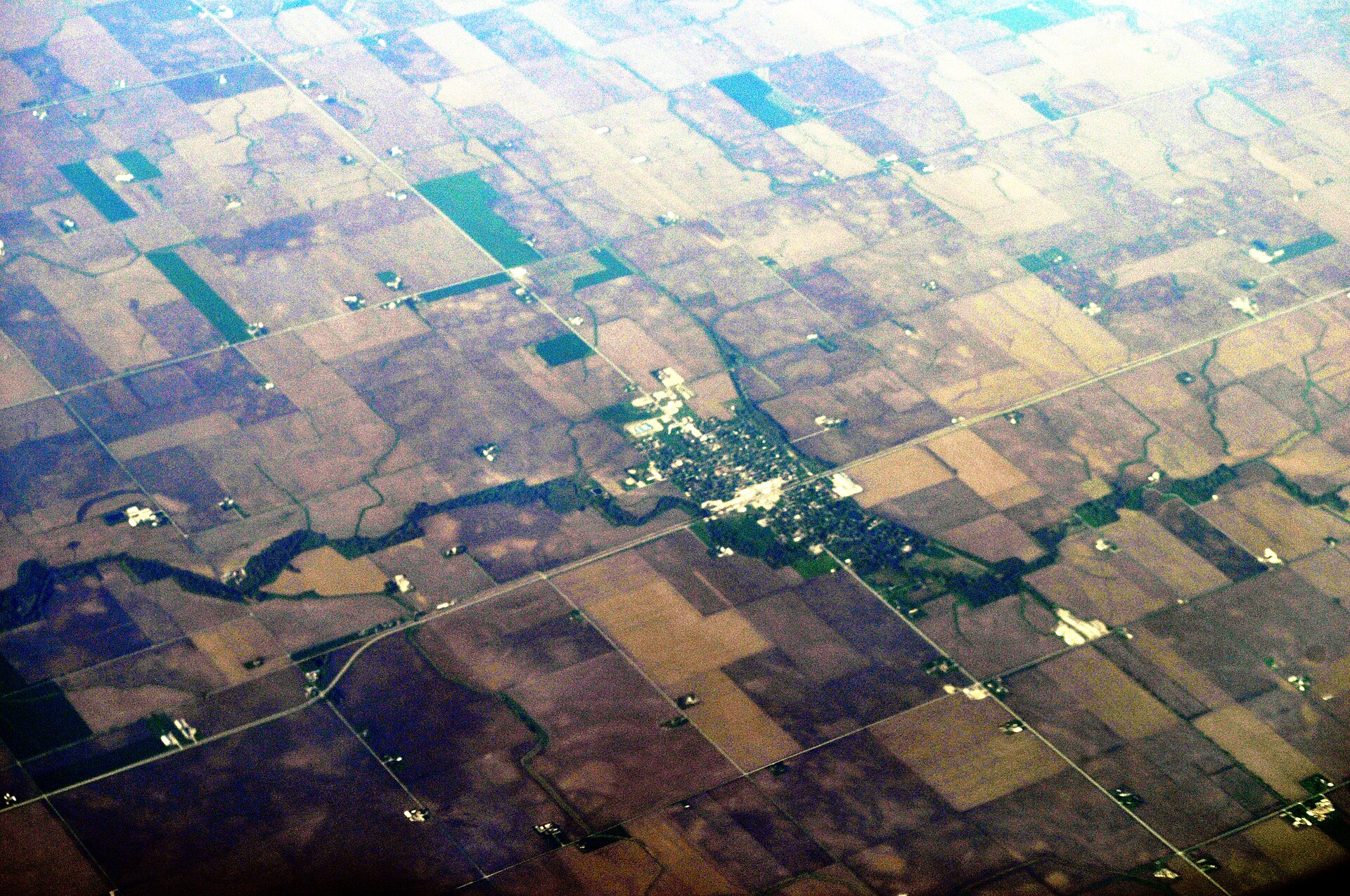 Aerial landscape in Forrest, Illinois