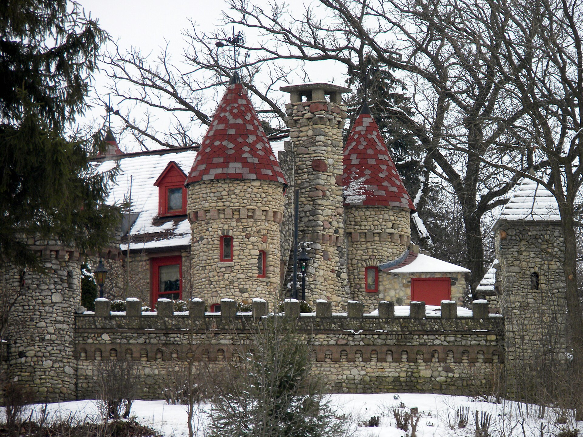 The "Fox River Grove Castle" is located near the Union Pacific railroad racks and US 14 in Fox River Grove, Illinois.