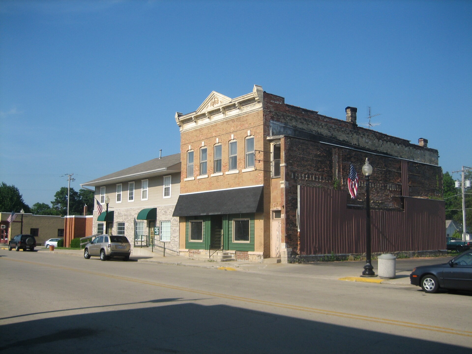 Downtown streets in Franklin Grove, Illinois