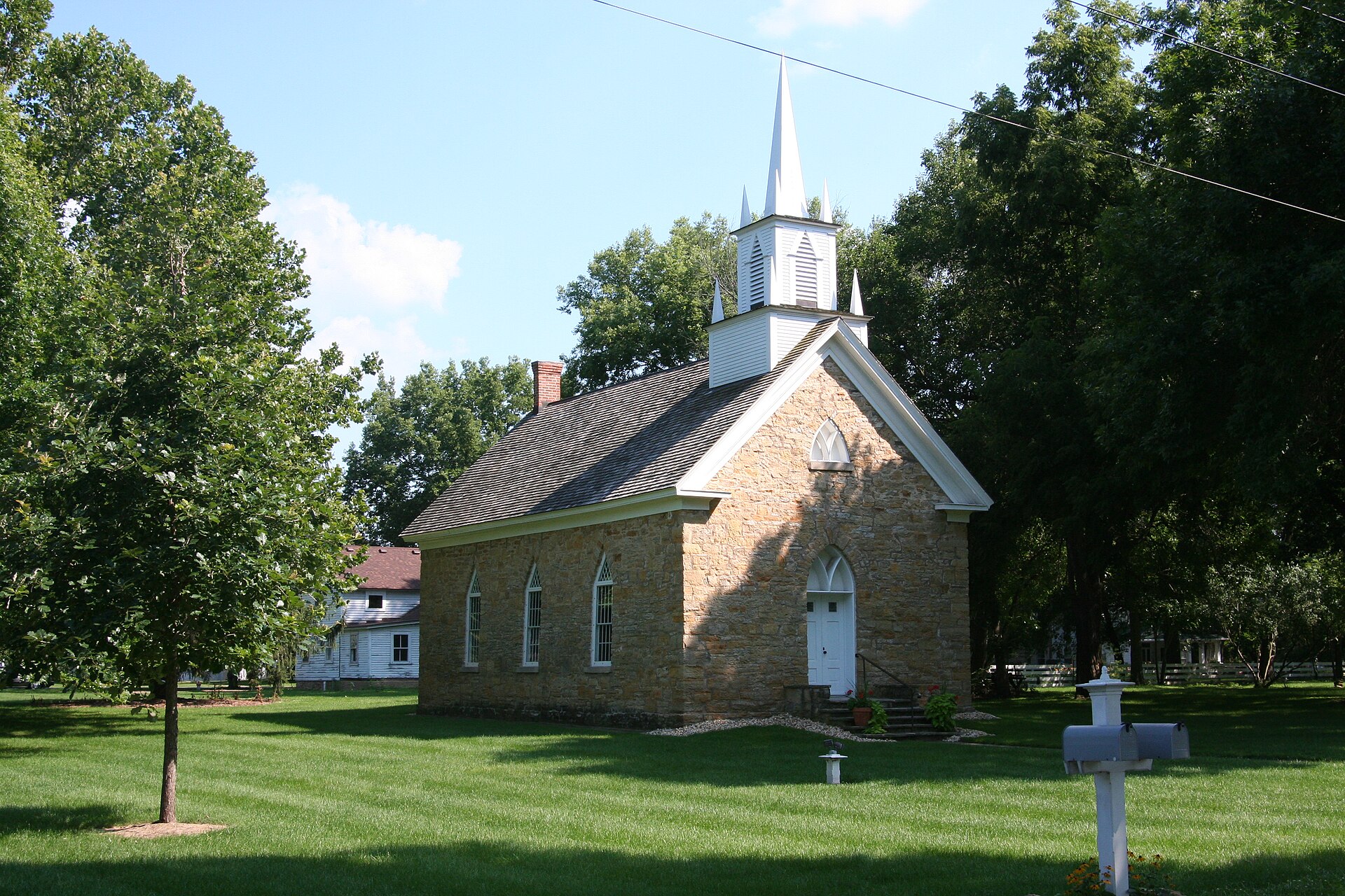 A fully restored St. Peter's Church in Grand Detour, Illinois, USA.