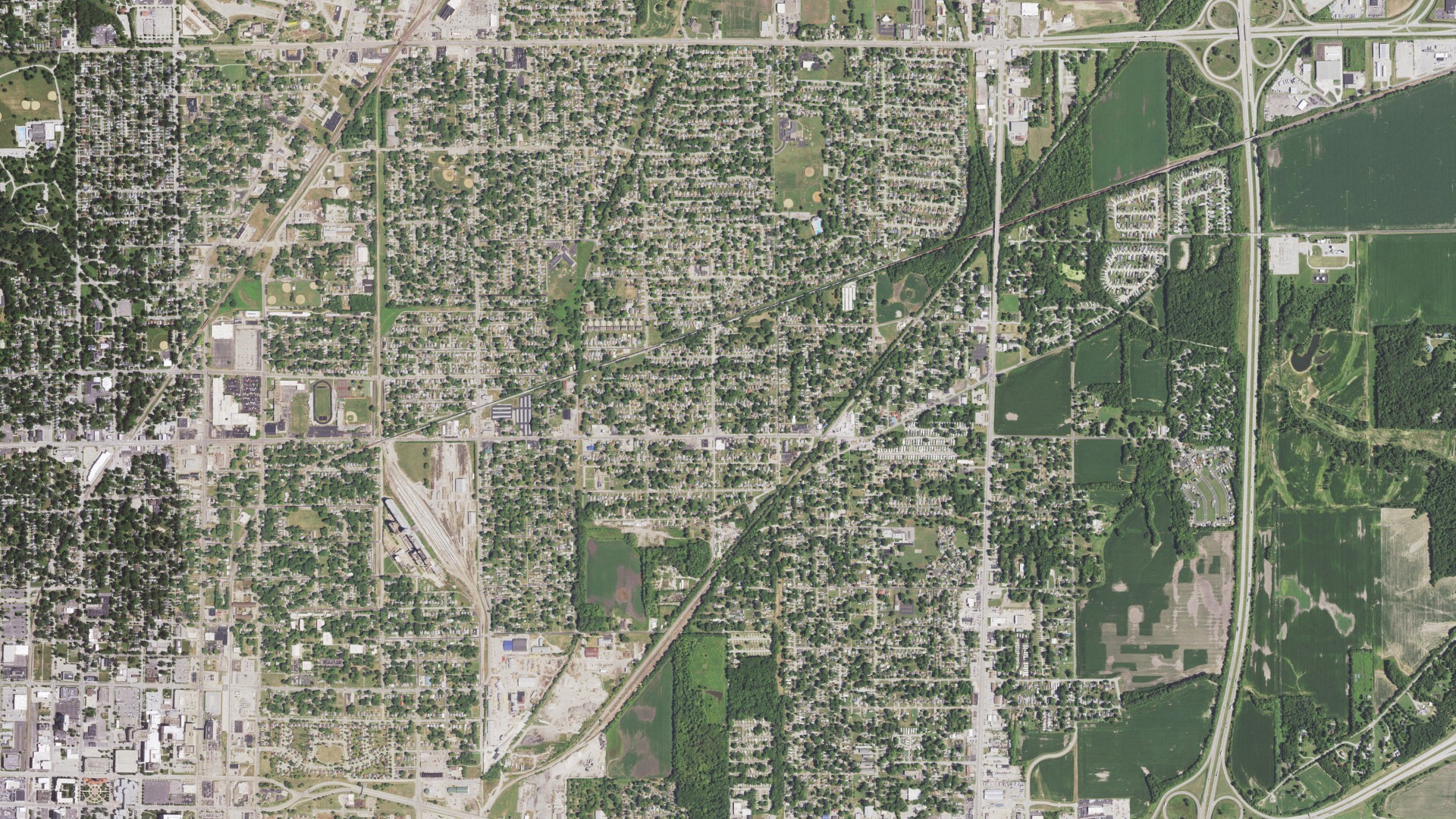 Natural-color aerial photograph of land around Grandview, Illinois