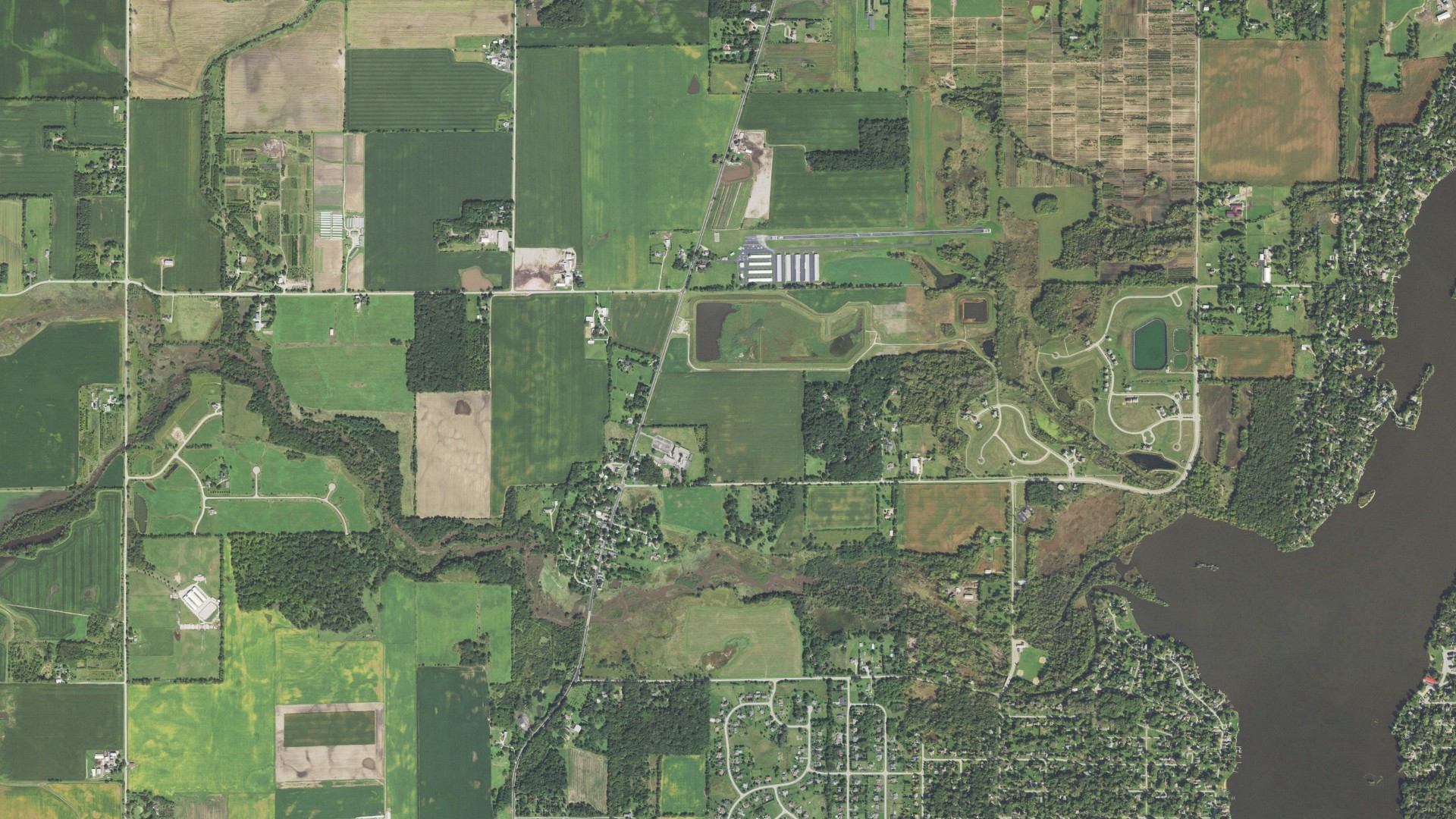Aerial view of land around Greenwood, Illinois