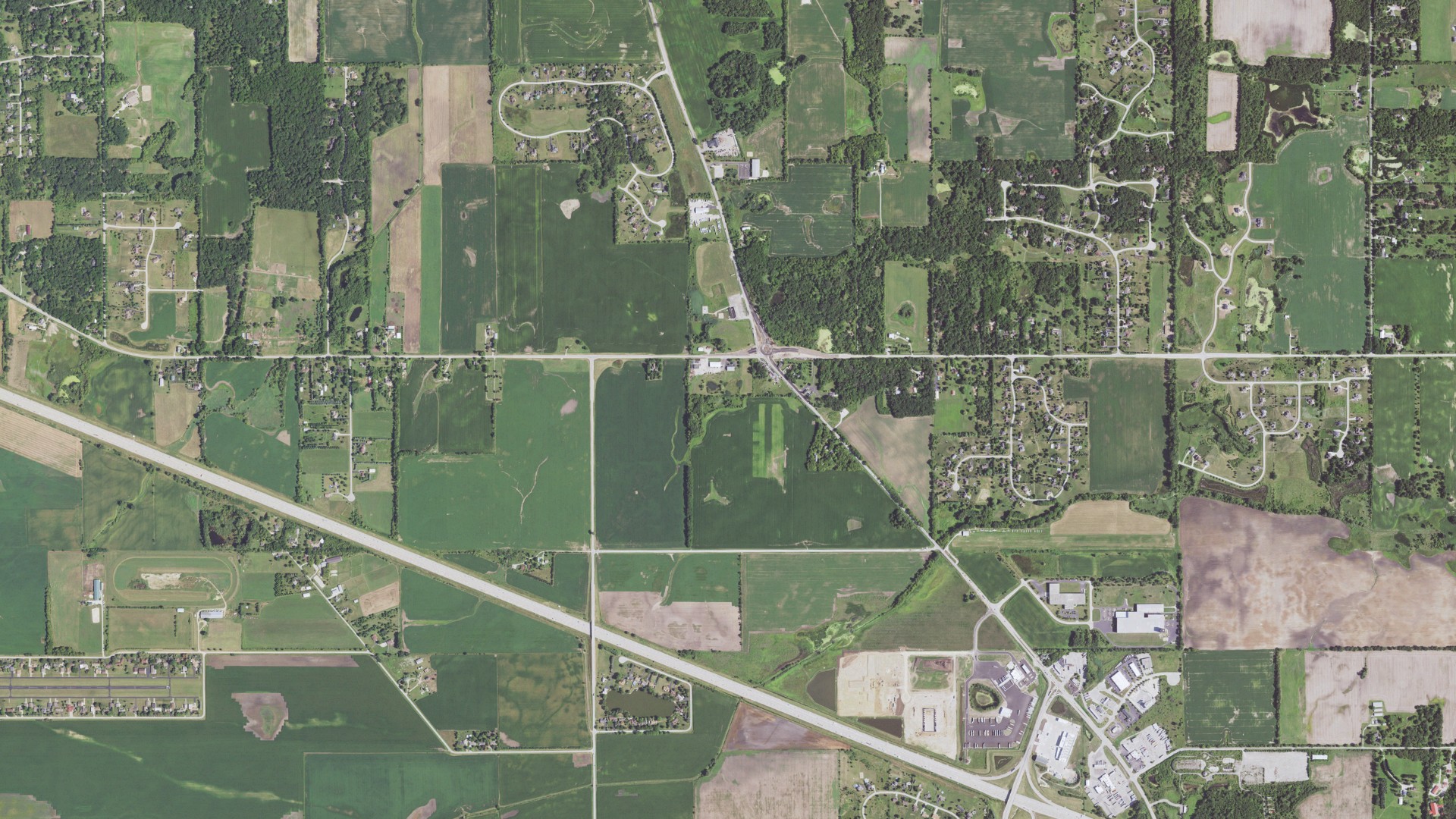 Aerial view of land around Harmony, Illinois