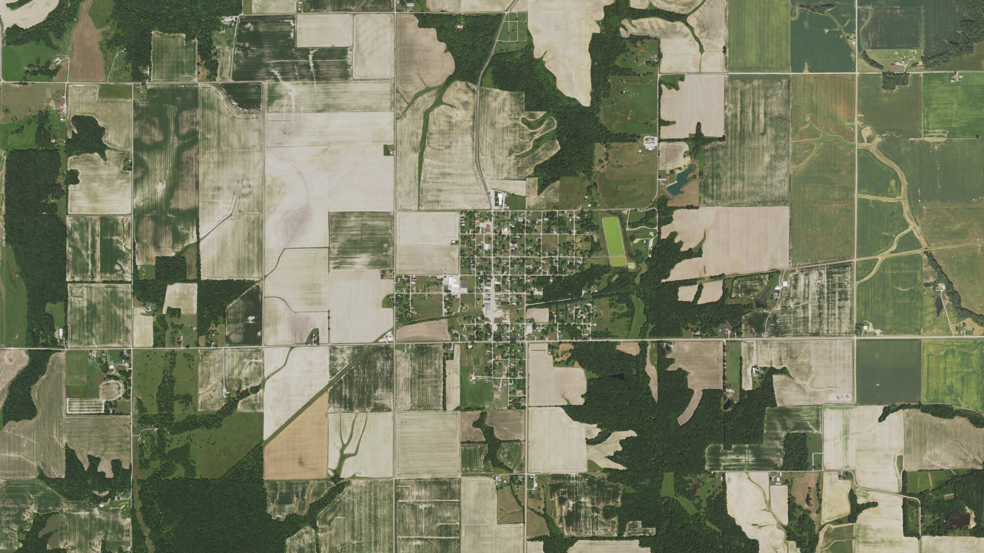 Aerial view of land around Herrick, Illinois