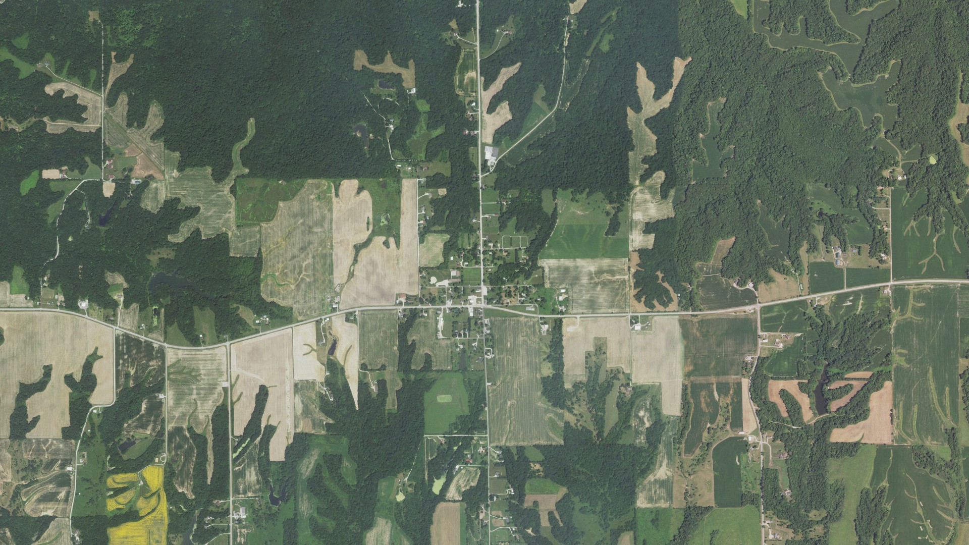 Natural-color aerial photograph of land around Illinois City, Illinois
