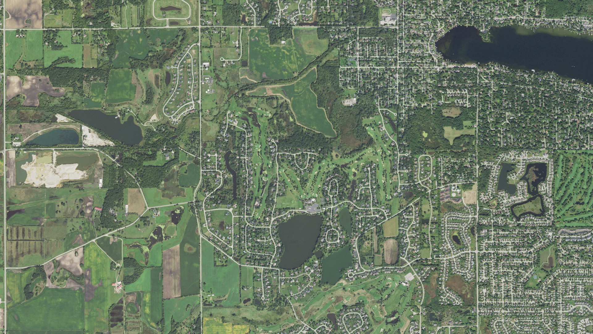 Aerial view of land around Lakewood, Illinois