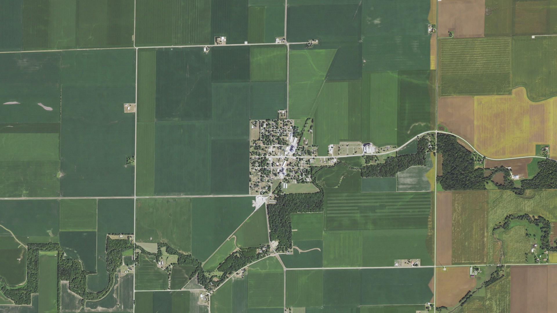 Aerial view of land around Long Point, Illinois