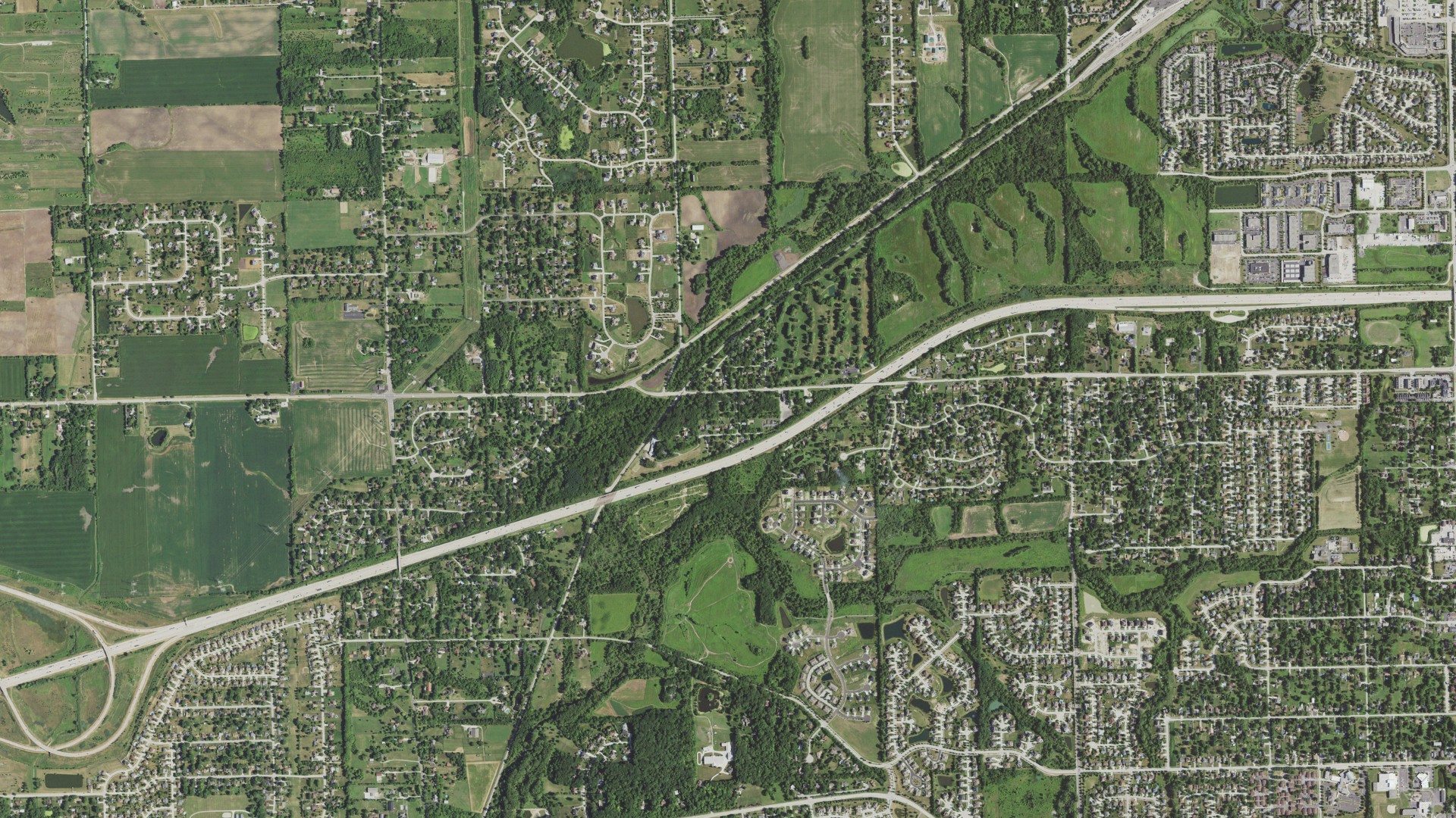 Natural-color aerial photograph of land around Marley, Illinois