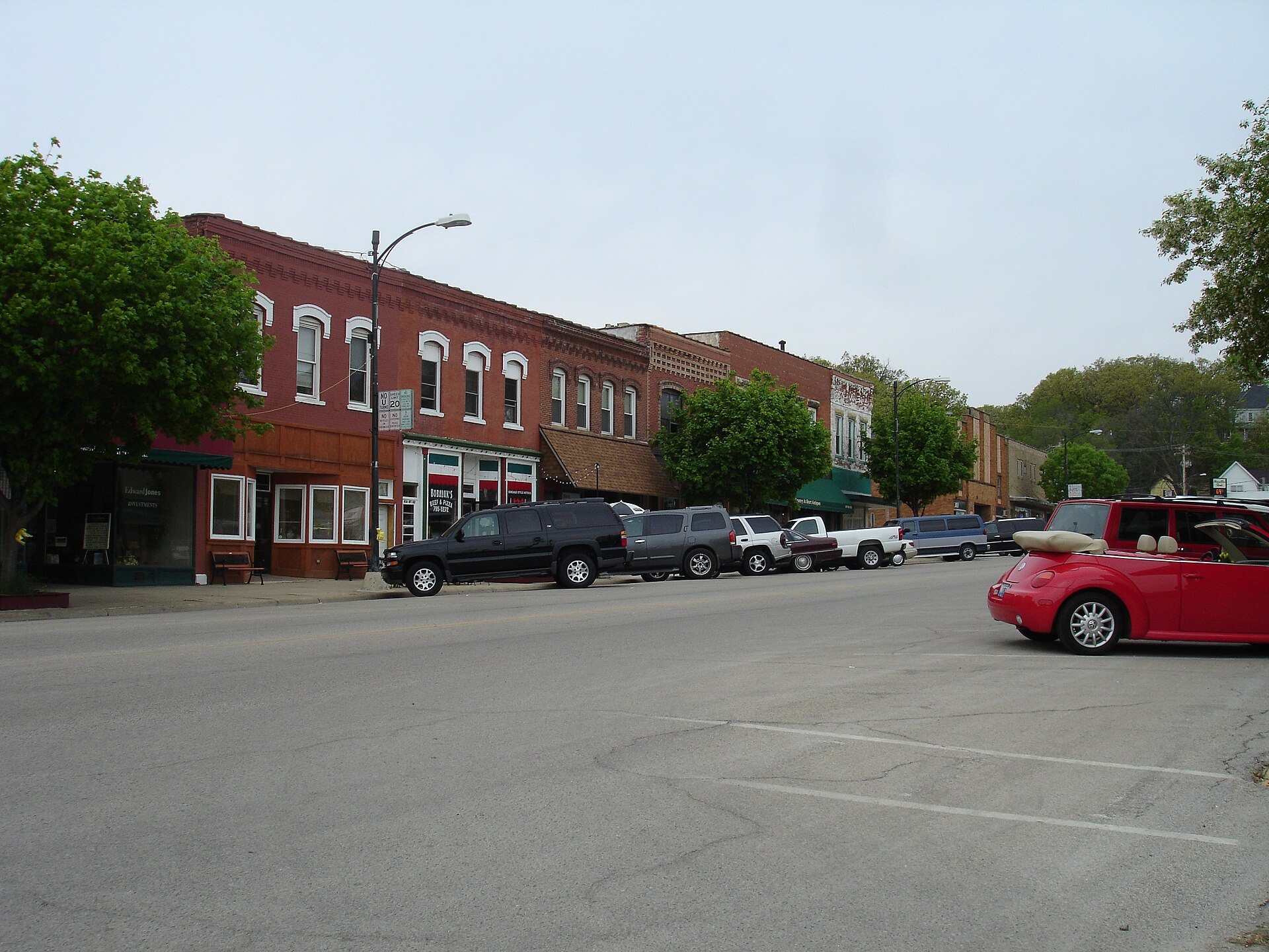 Buildings in downtown Marseilles, Illinois, USA