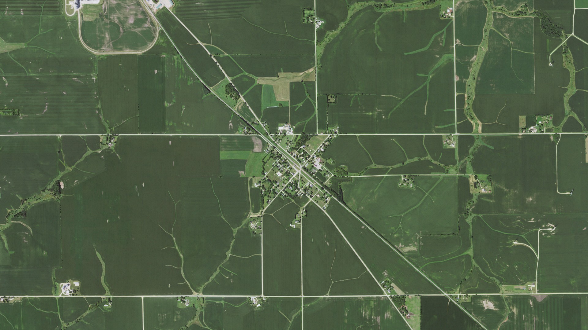 Aerial view of land around Nora, Illinois