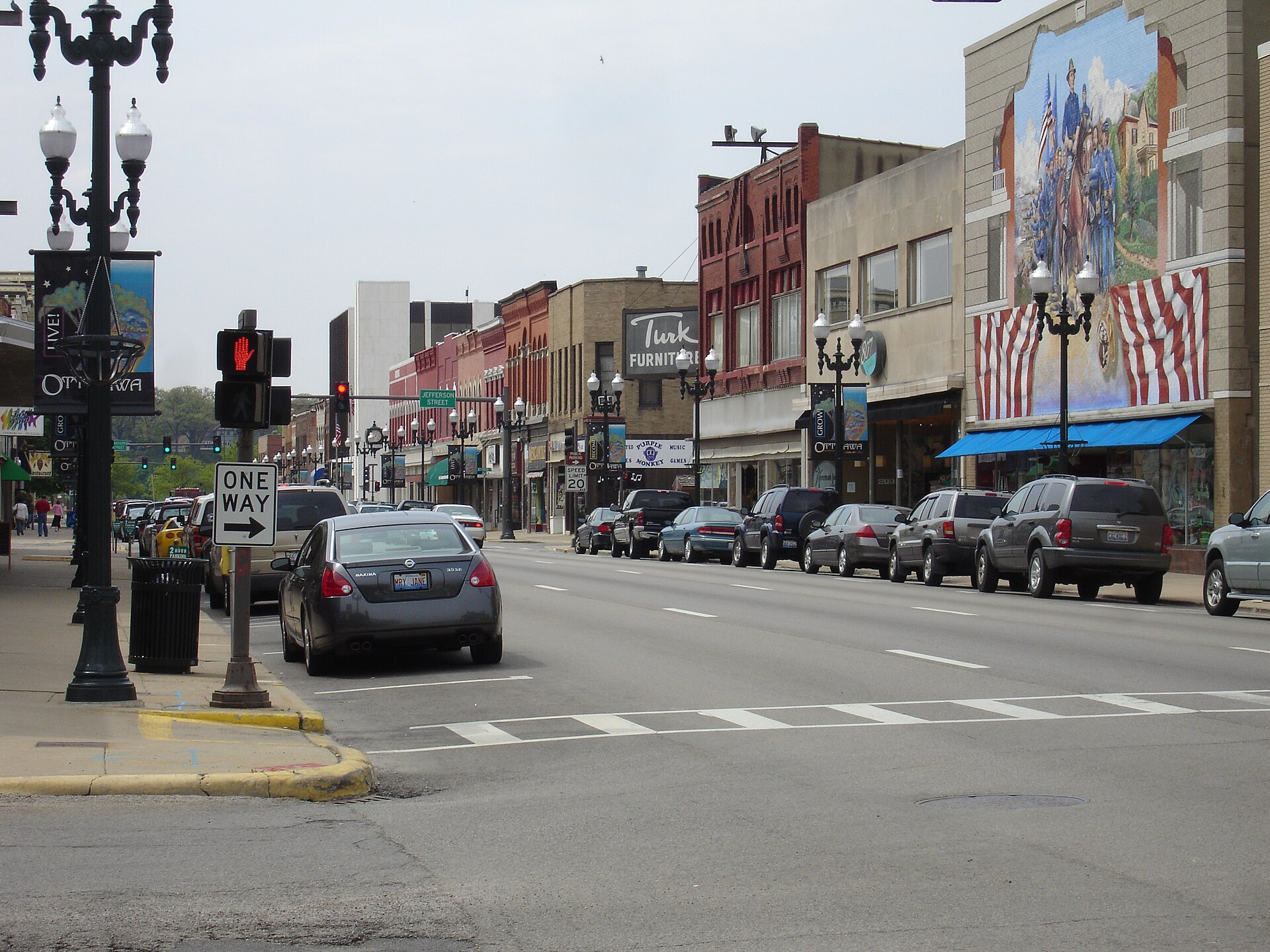 Downtown streets in Ottawa, Illinois