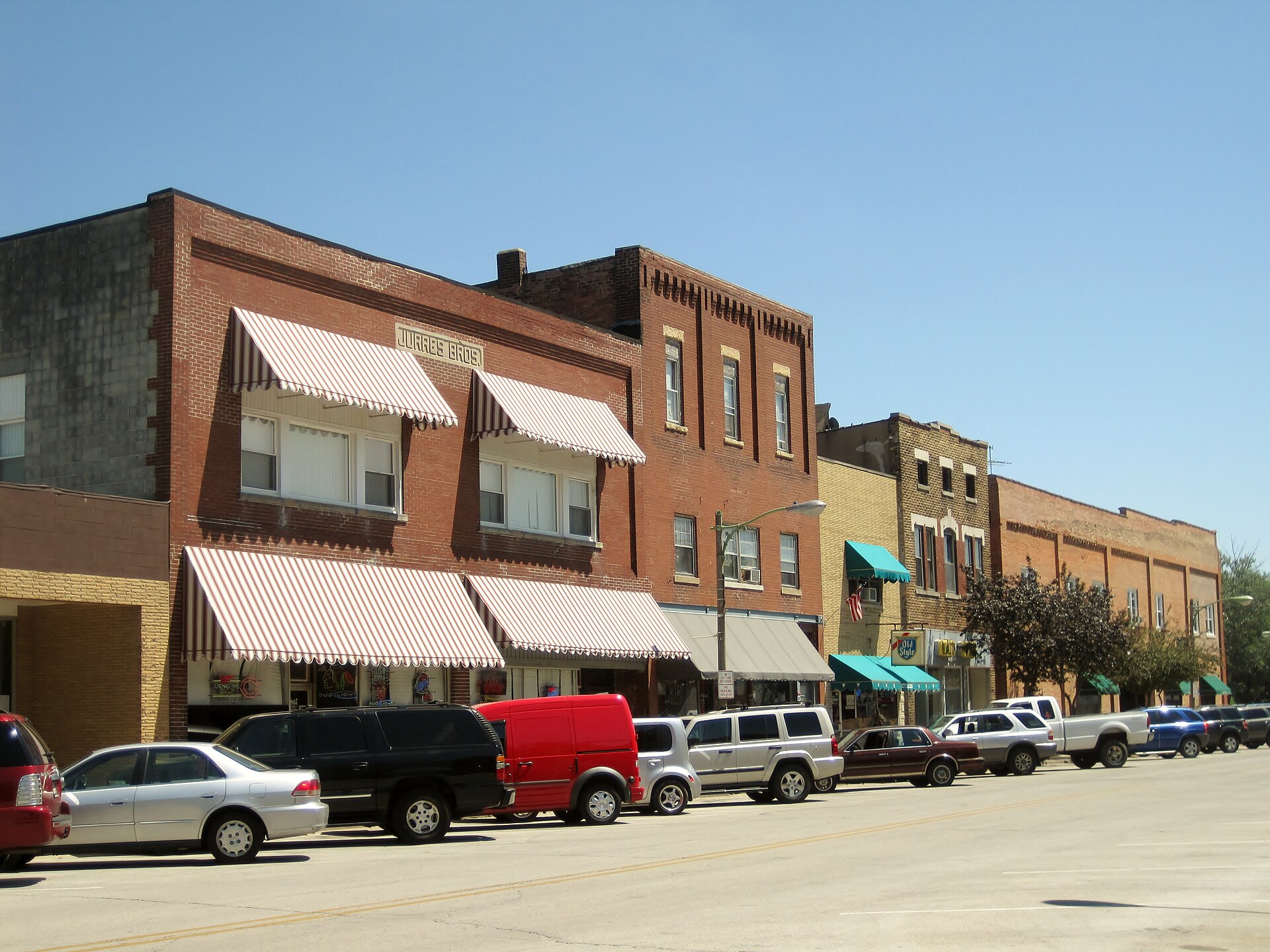 Downtown streets in Peotone, Illinois