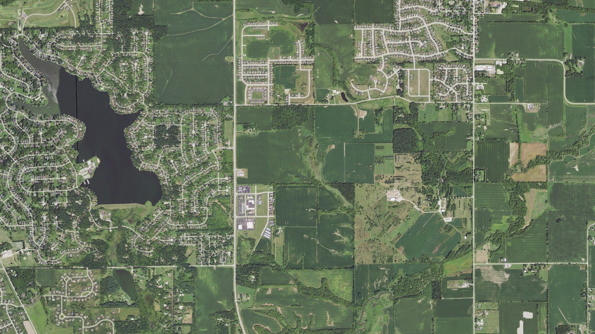 Aerial view of land around Poplar Grove, Illinois
