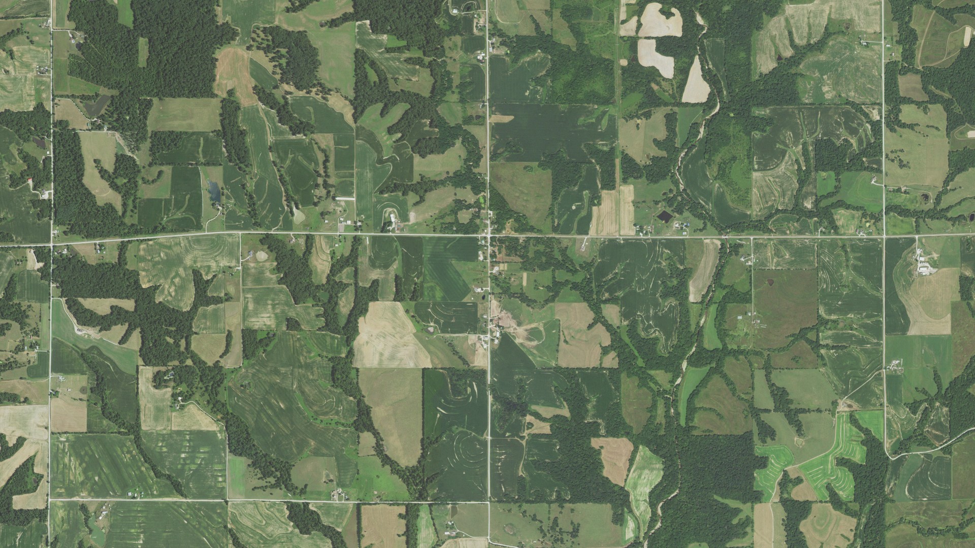 Aerial view of land around Richfield, Illinois