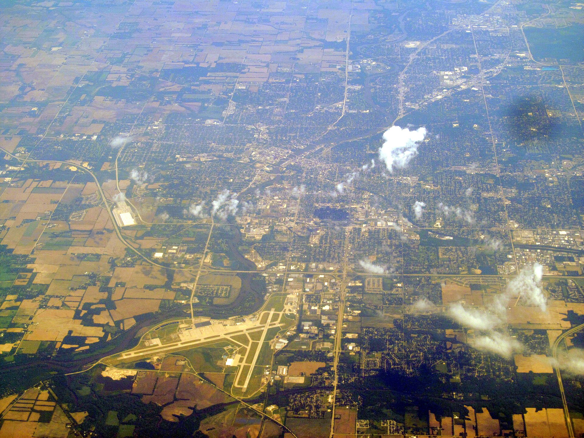 Aerial landscape in Rockford, Illinois