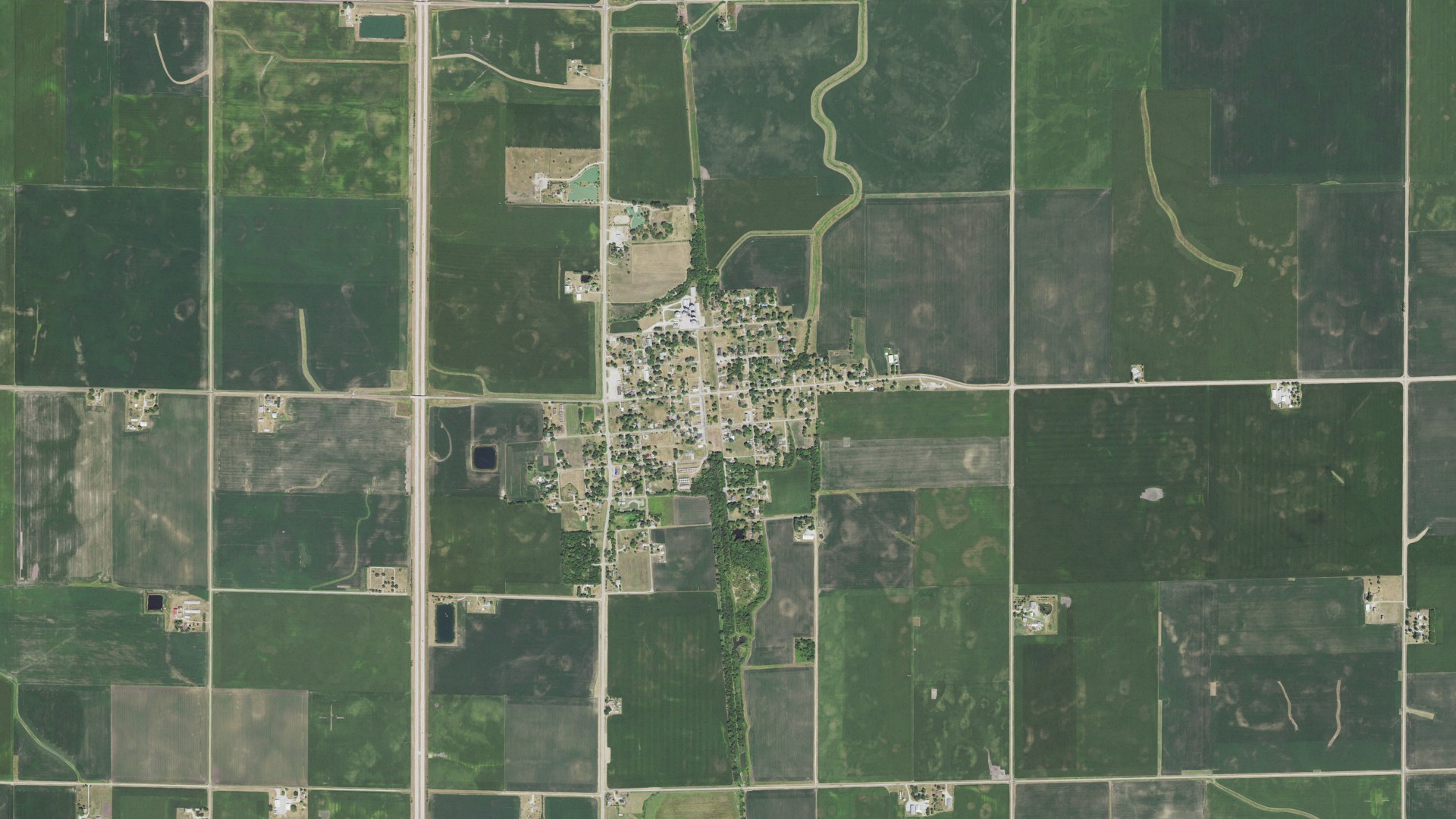 Aerial view of land around Rutland, Illinois