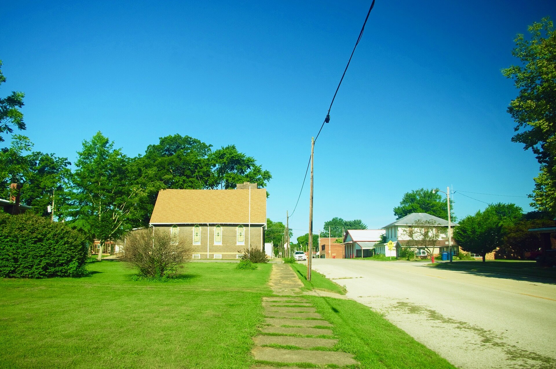 View along Main Street in St. Francisville, Illinois, United States.