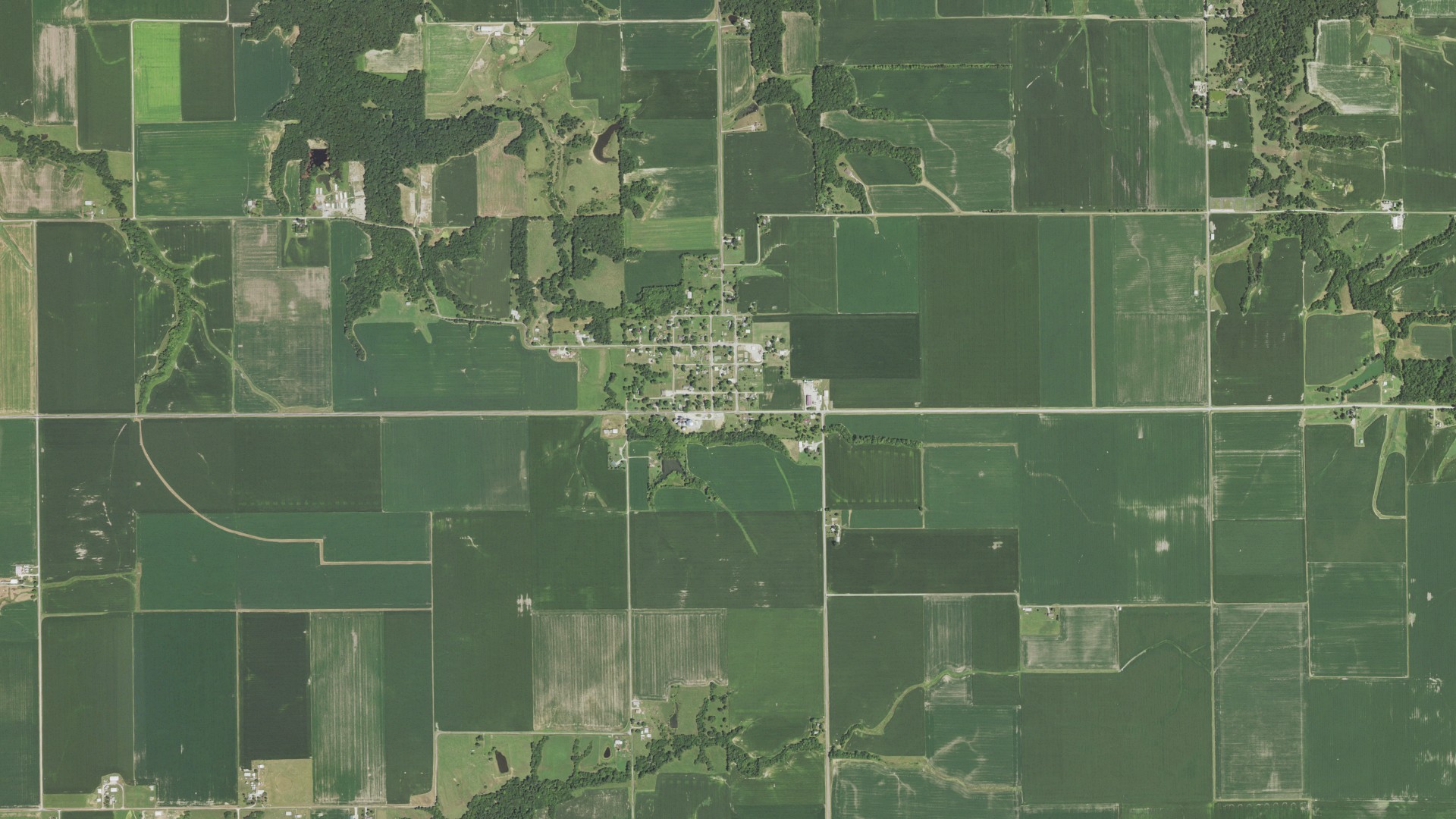 Aerial view of land around Scottville, Illinois