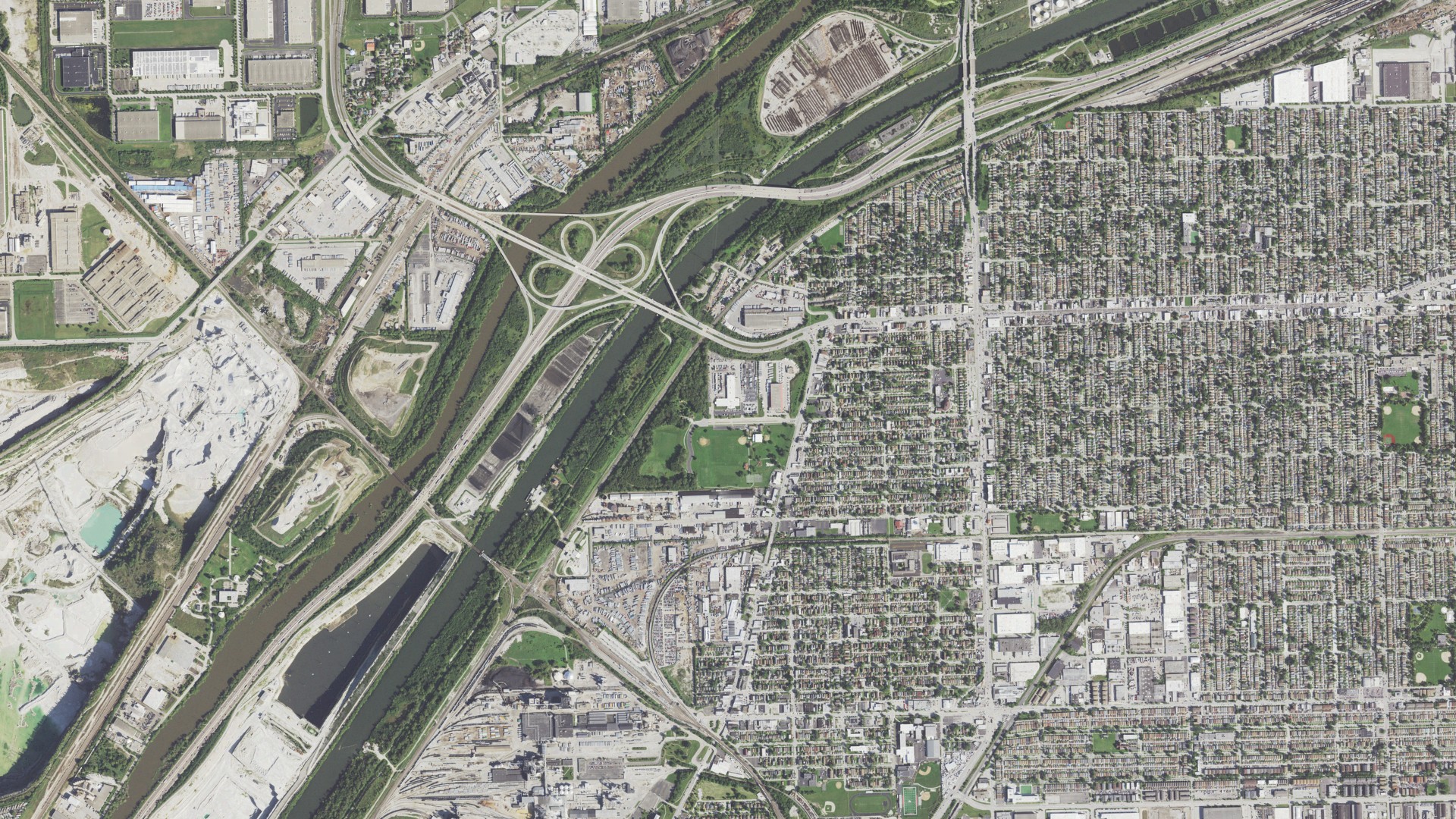 Aerial view of land around Summit, Illinois