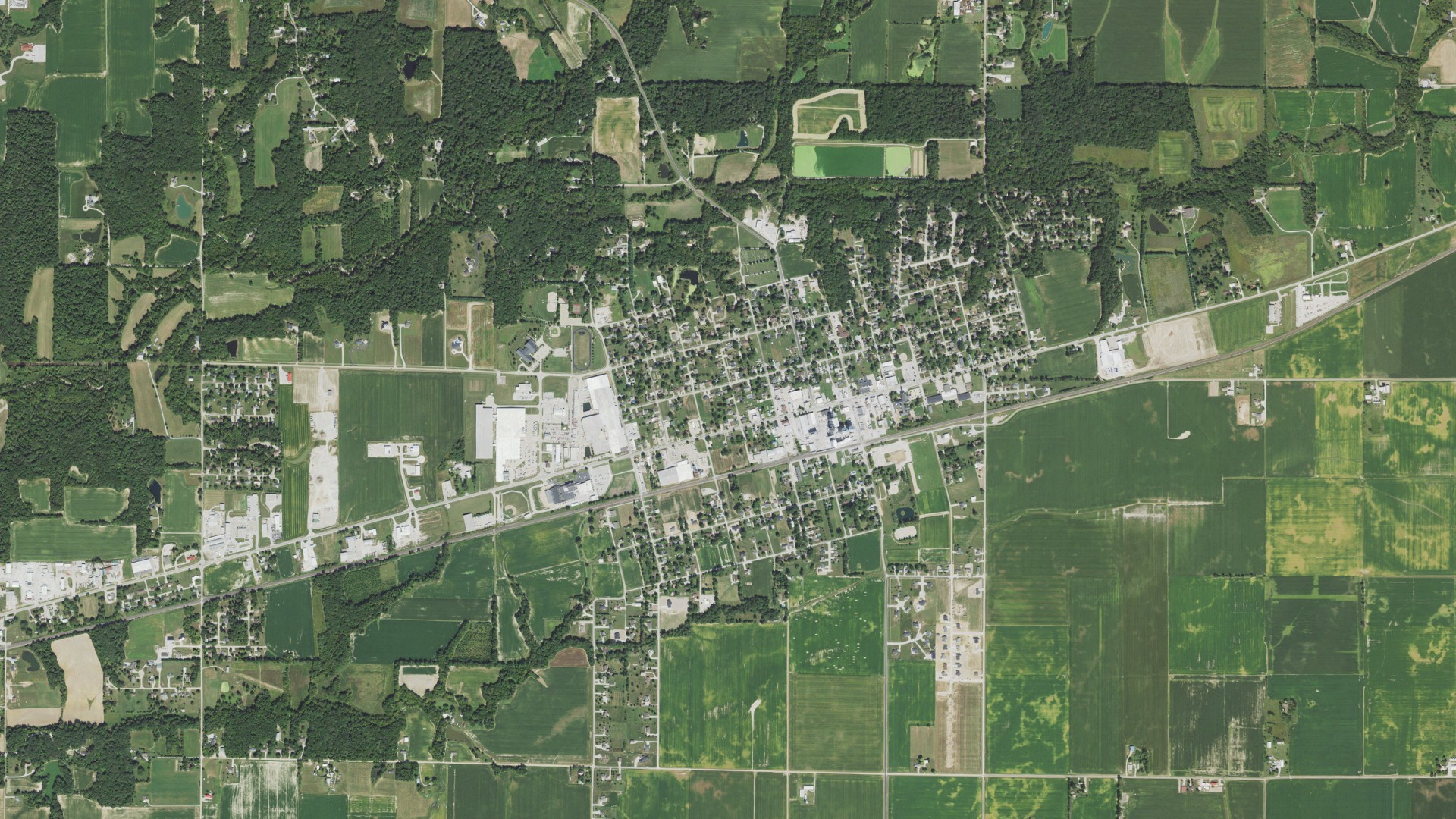 Aerial view of land around Teutopolis, Illinois