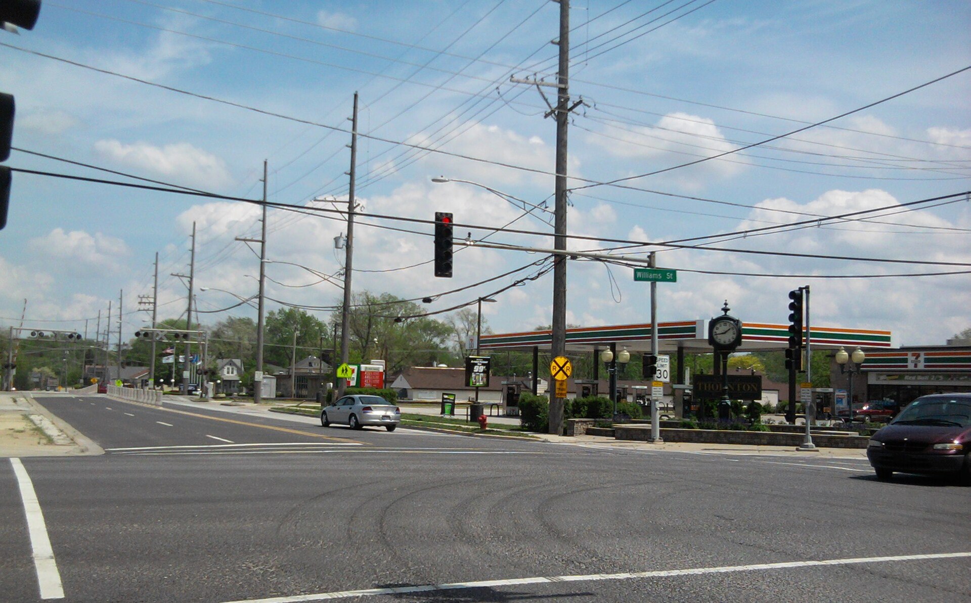 Thornton, Illinois: intersection of Margaret Street and Williams Street, looking east-southeast on Margaret Street towards railroad tracks