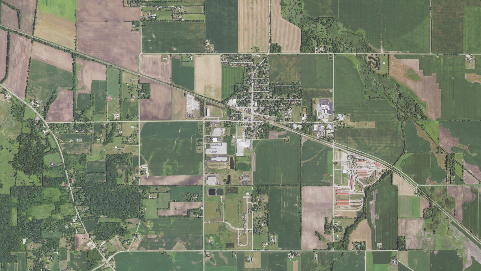 Aerial view of land around Union, Illinois