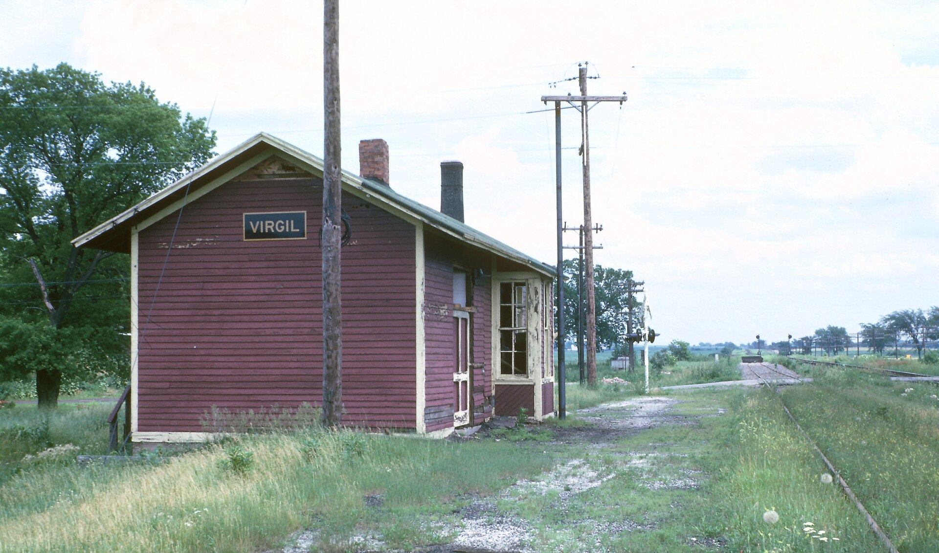 CGW station at Virgil, IL on June 23, 1962. [Roger said it was burned] — Illinois