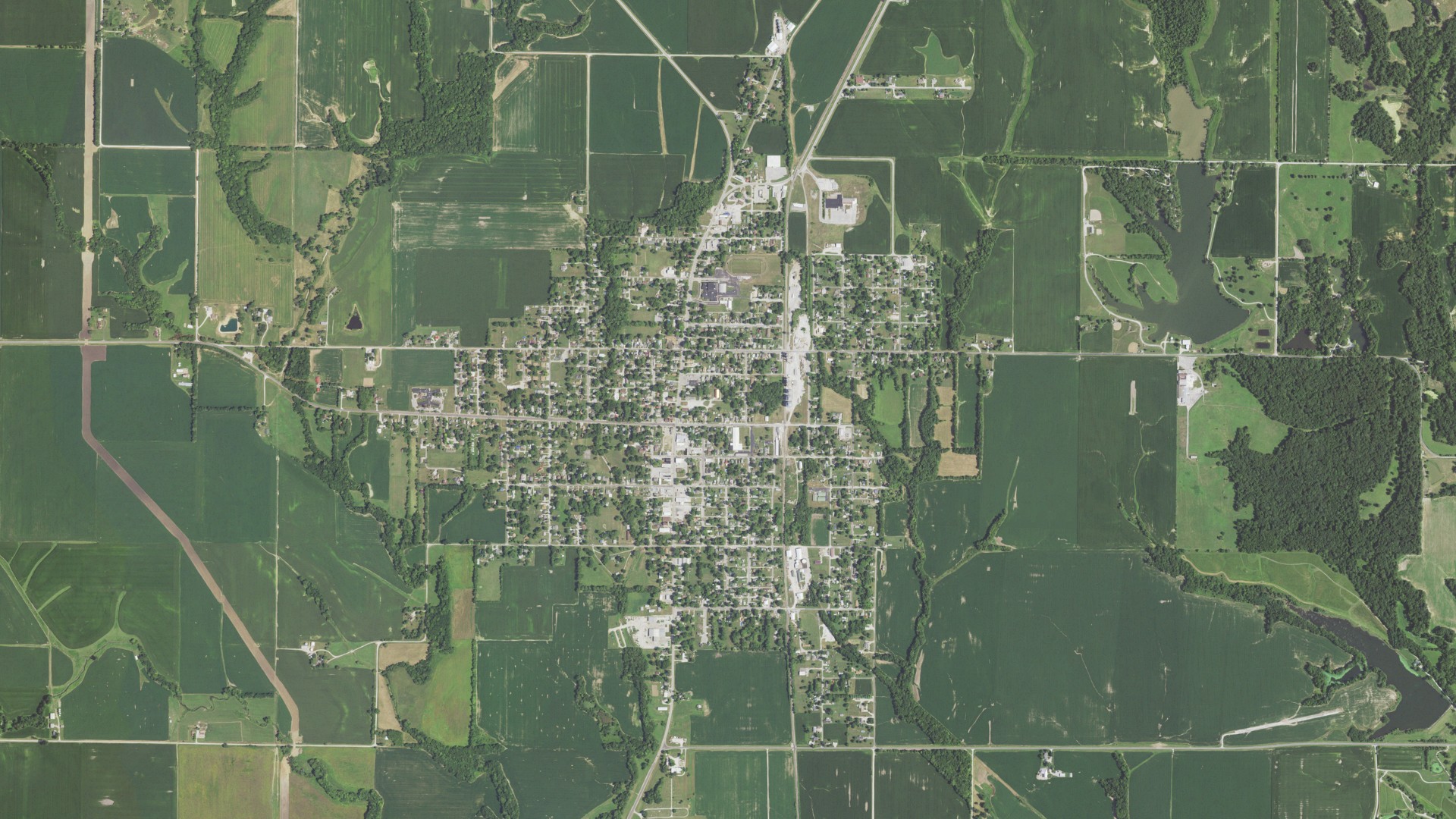 Aerial view of land around White Hall, Illinois