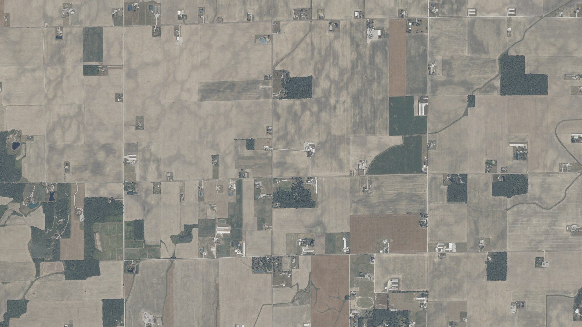 Natural-color aerial photograph of land around French, Indiana
