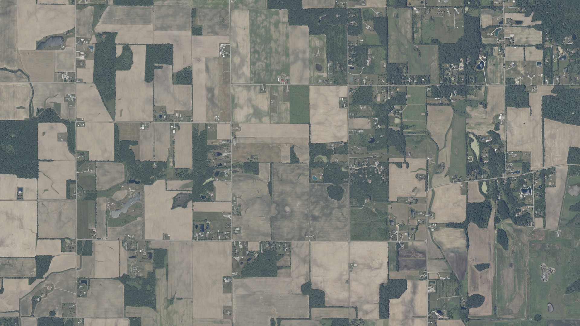 Aerial view of land around Eel River, Indiana