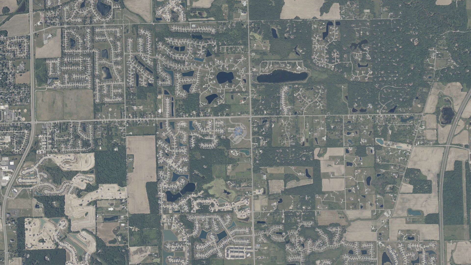Aerial view of land around Perry, Indiana