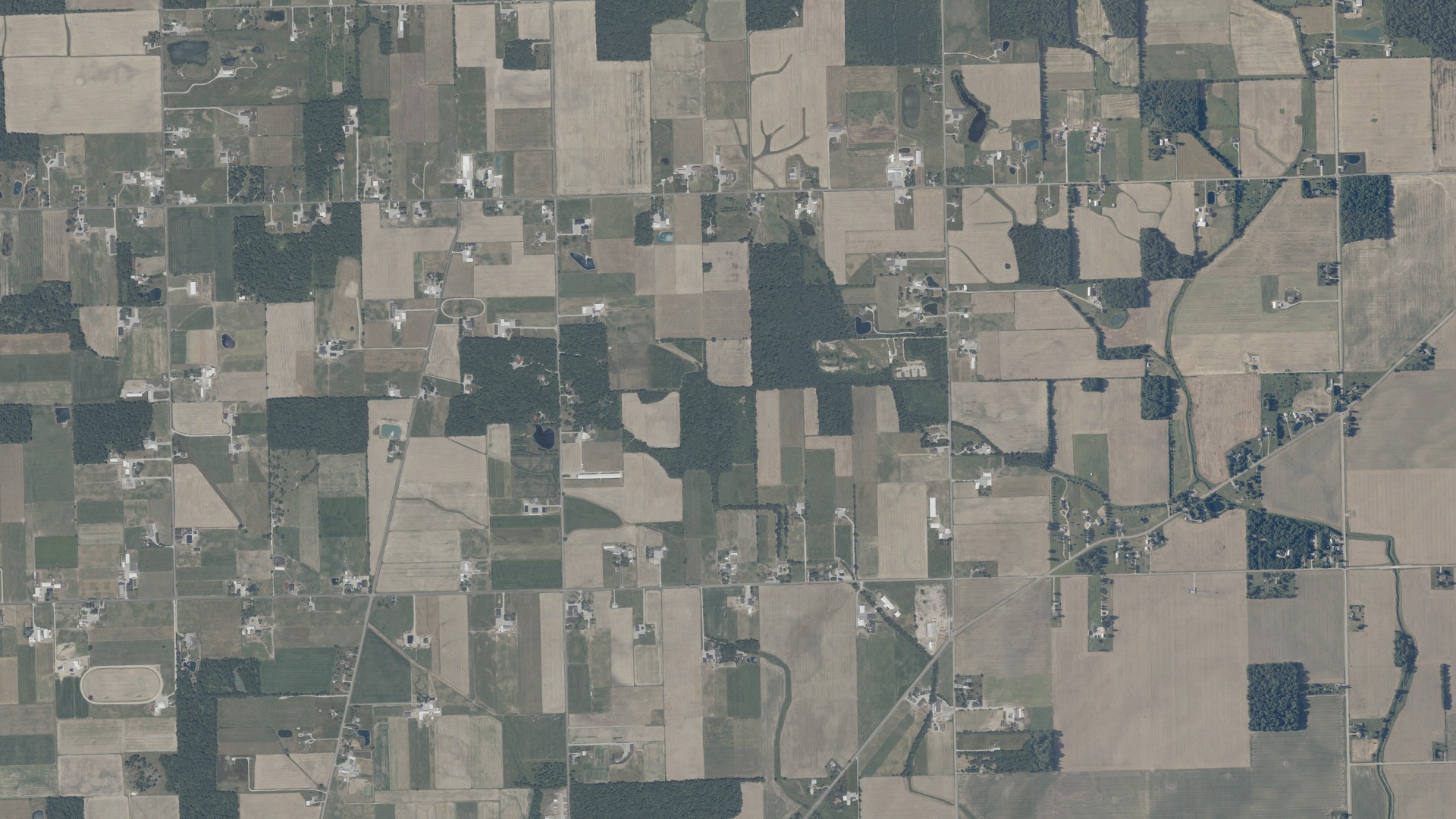Natural-color aerial photograph of land around Springfield, Indiana