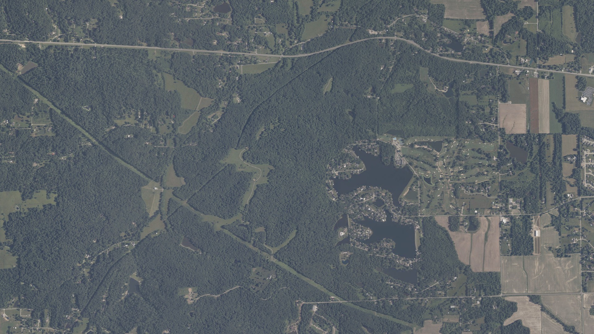 Aerial view of land around Harrison, Indiana