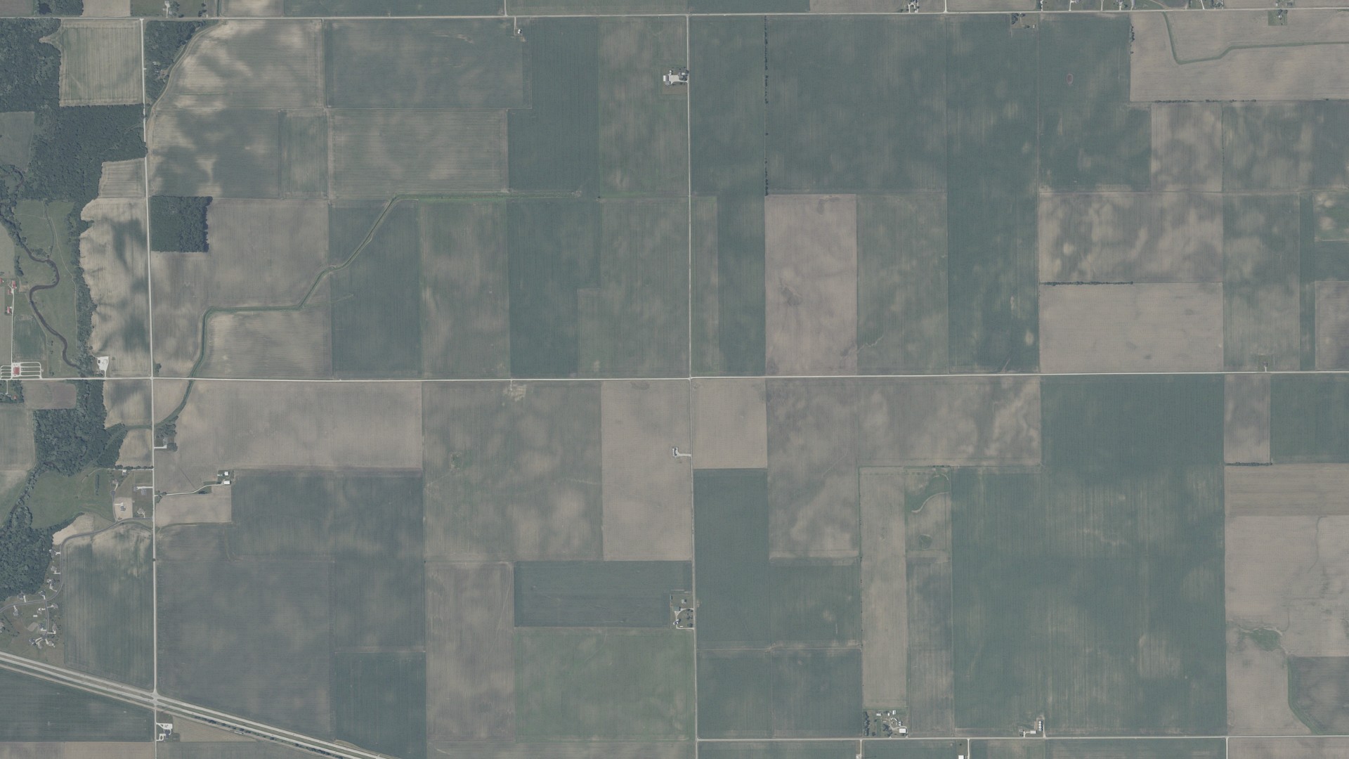 Aerial view of land around Bolivar, Indiana
