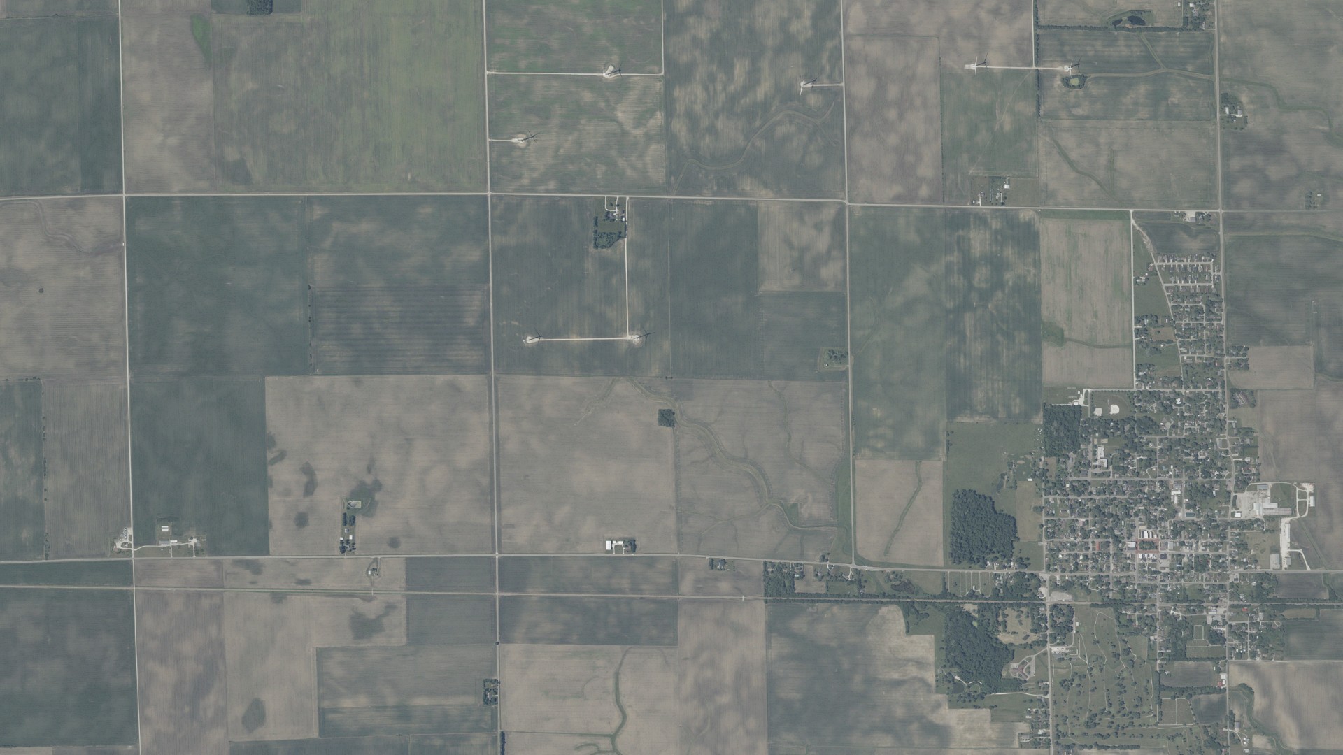 Aerial view of land around Oak Grove, Indiana