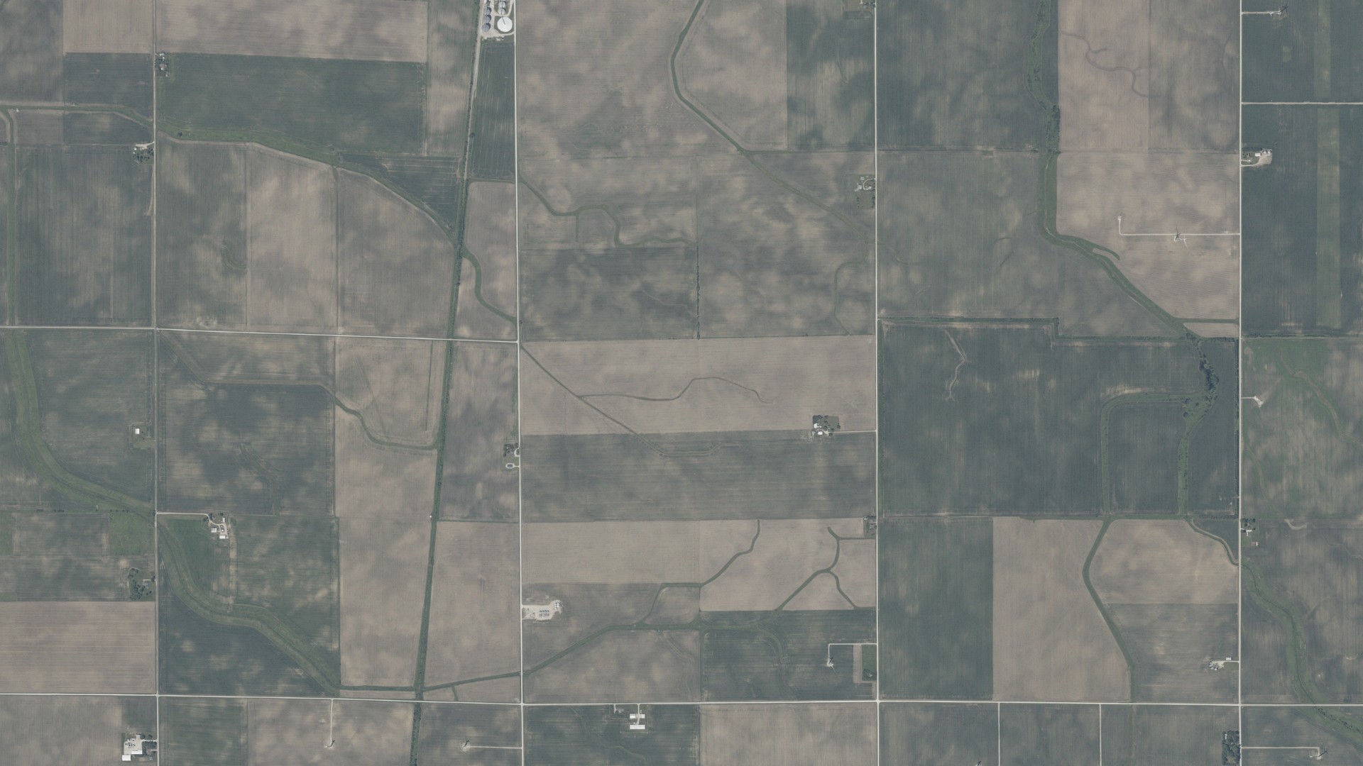 Natural-color aerial photograph of land around Parish Grove, Indiana