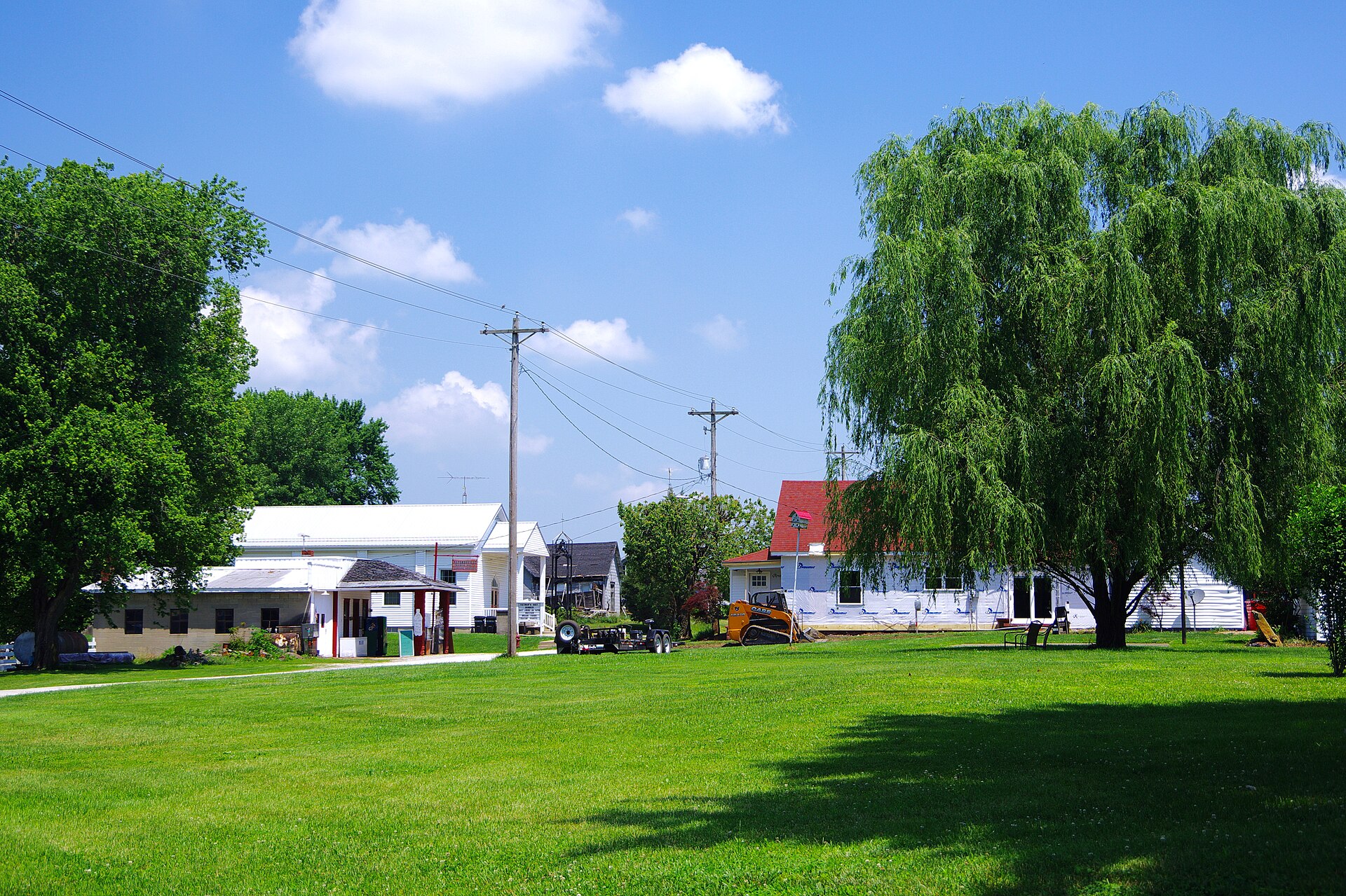 Buildings along Church Street in Alfordsville, Indiana, United States.