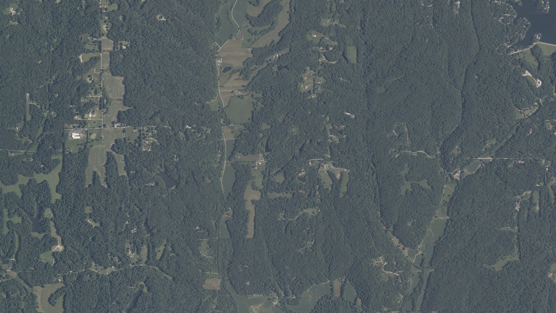 Aerial view of land around Hamblen, Indiana