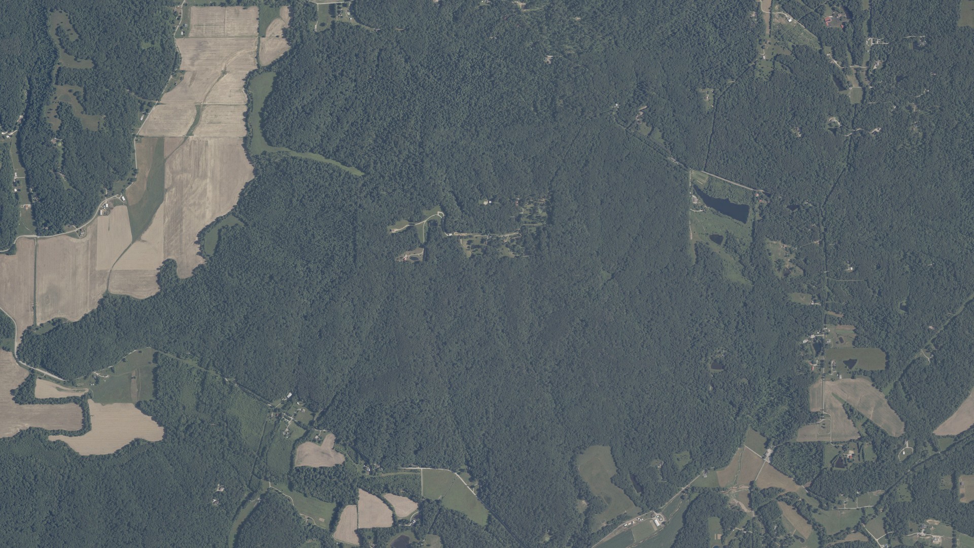 Aerial view of land around Van Buren, Indiana