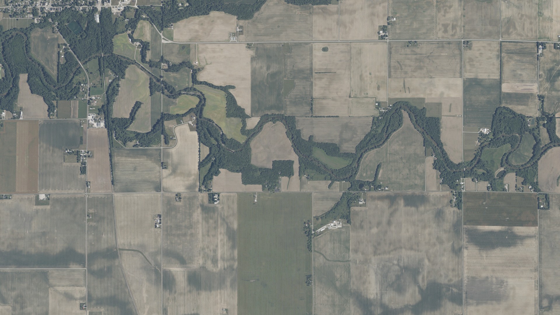 Aerial view of land around Jackson, Indiana