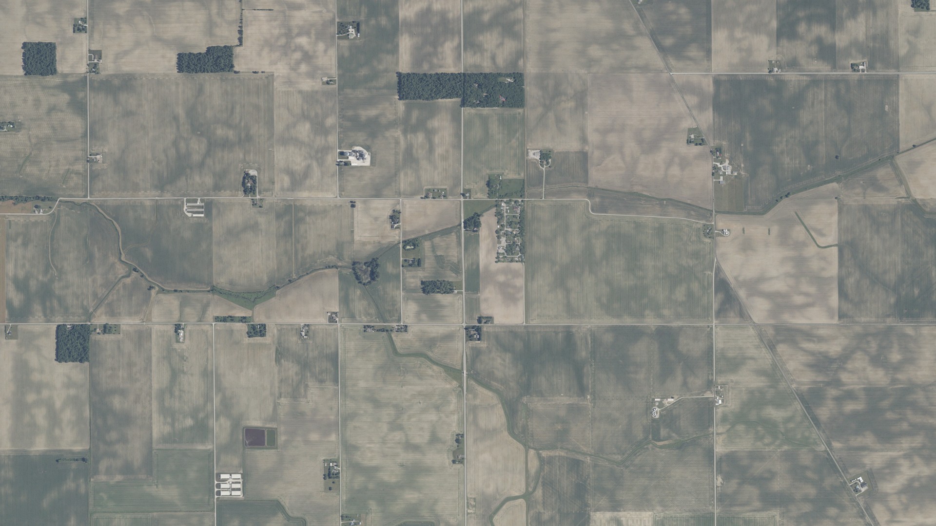 Aerial view of land around Madison, Indiana