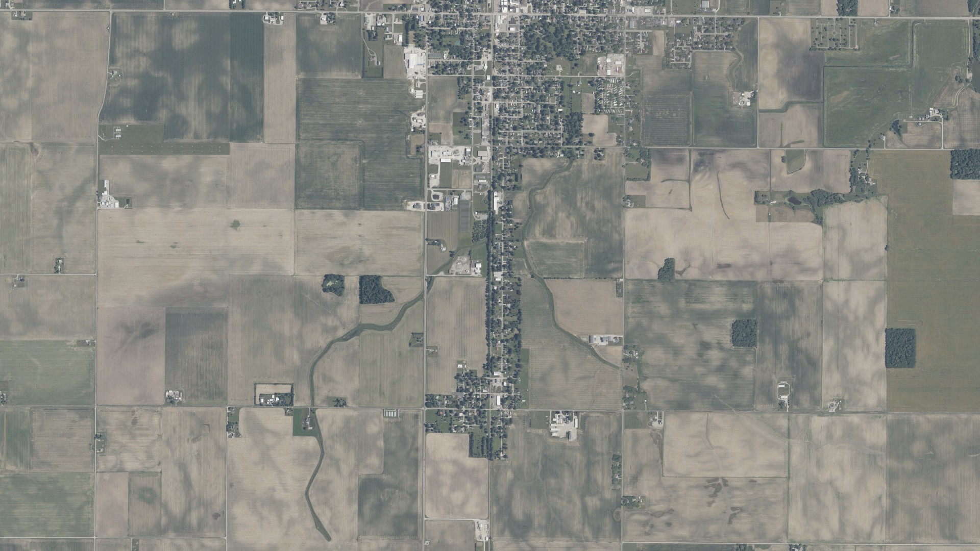 Aerial view of land around Monroe, Indiana