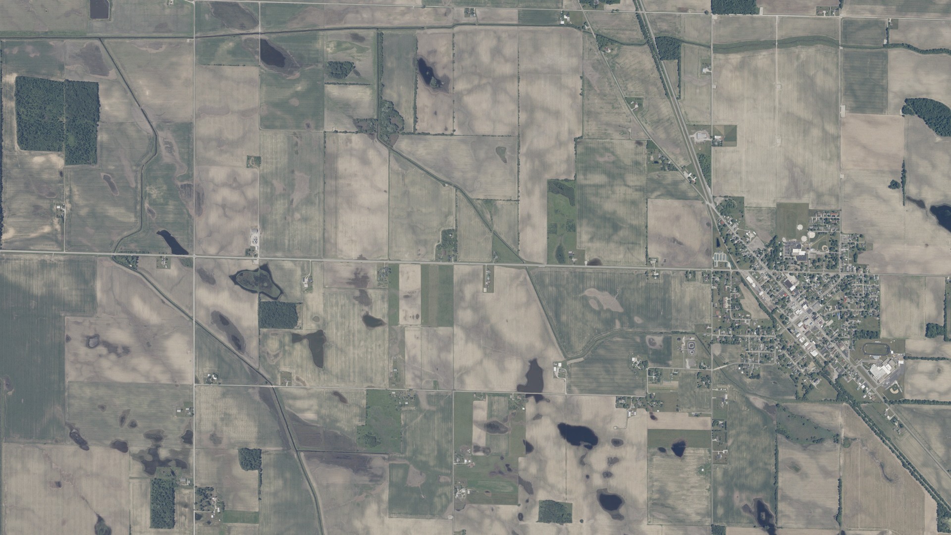 Aerial view of land around Boone, Indiana
