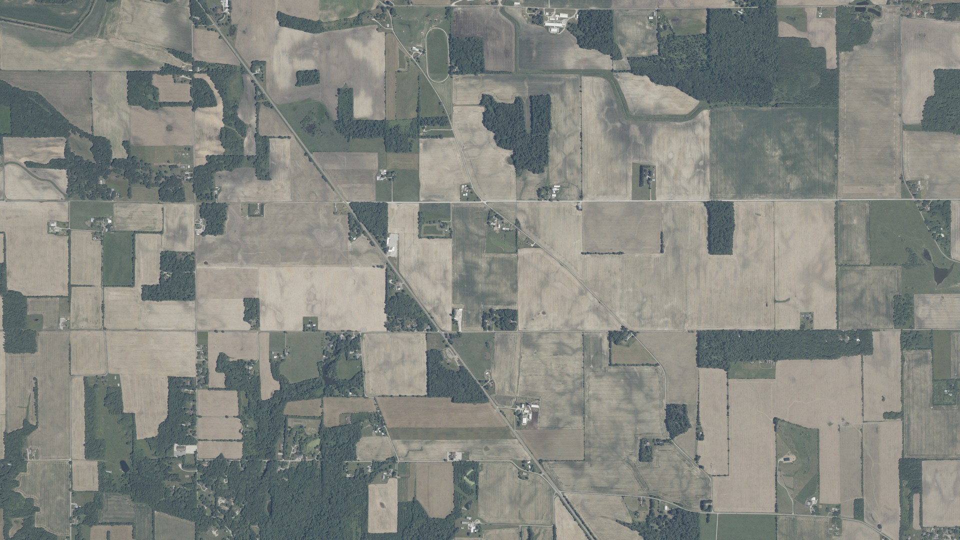 Aerial view of land around Noble, Indiana