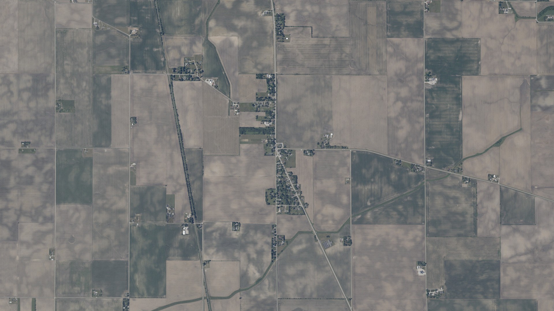 Natural-color aerial photograph of land around Antioch, Indiana