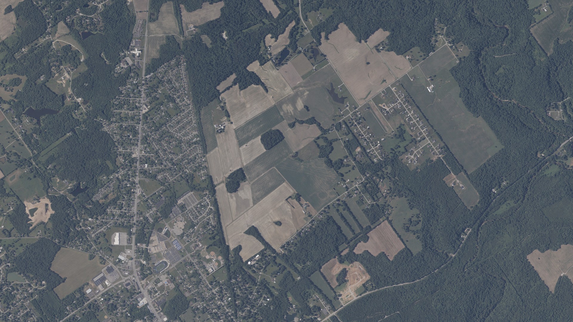 Aerial view of land around Charlestown, Indiana