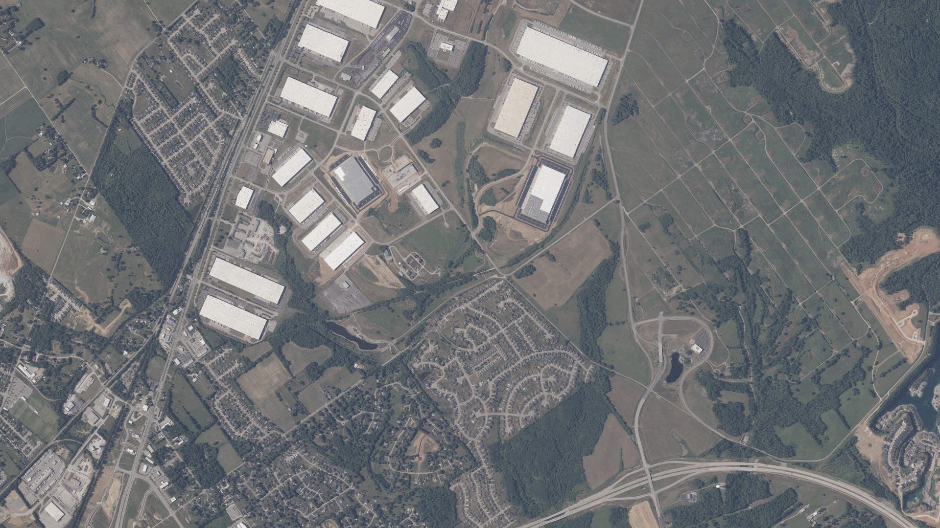Aerial view of land around Utica, Indiana