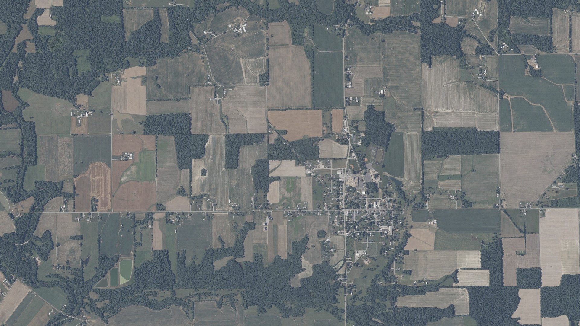 Aerial view of land around Washington, Indiana