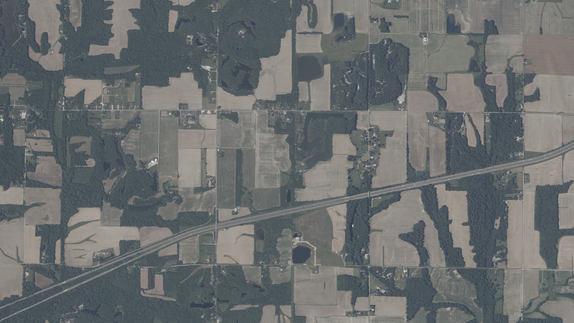 Aerial view of land around Jackson, Indiana